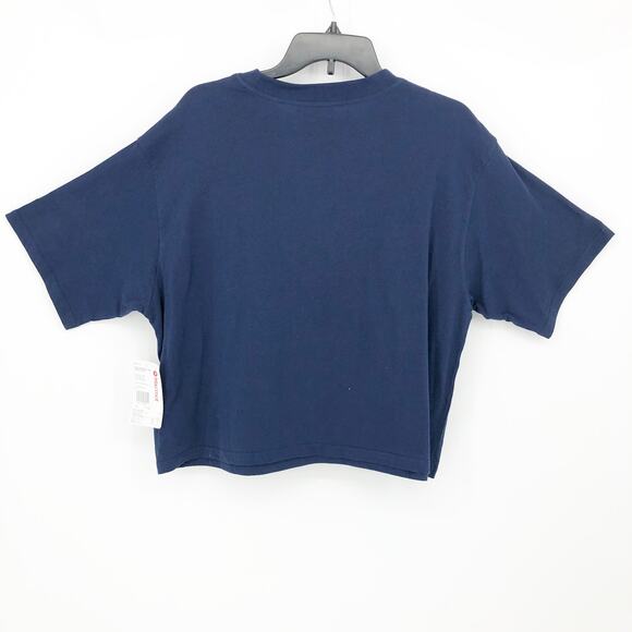MARMOT Women's Boxy Logo Cotton Crop T-Shirt Large Blue Short Sleeve NWT - Picture 3 of 8